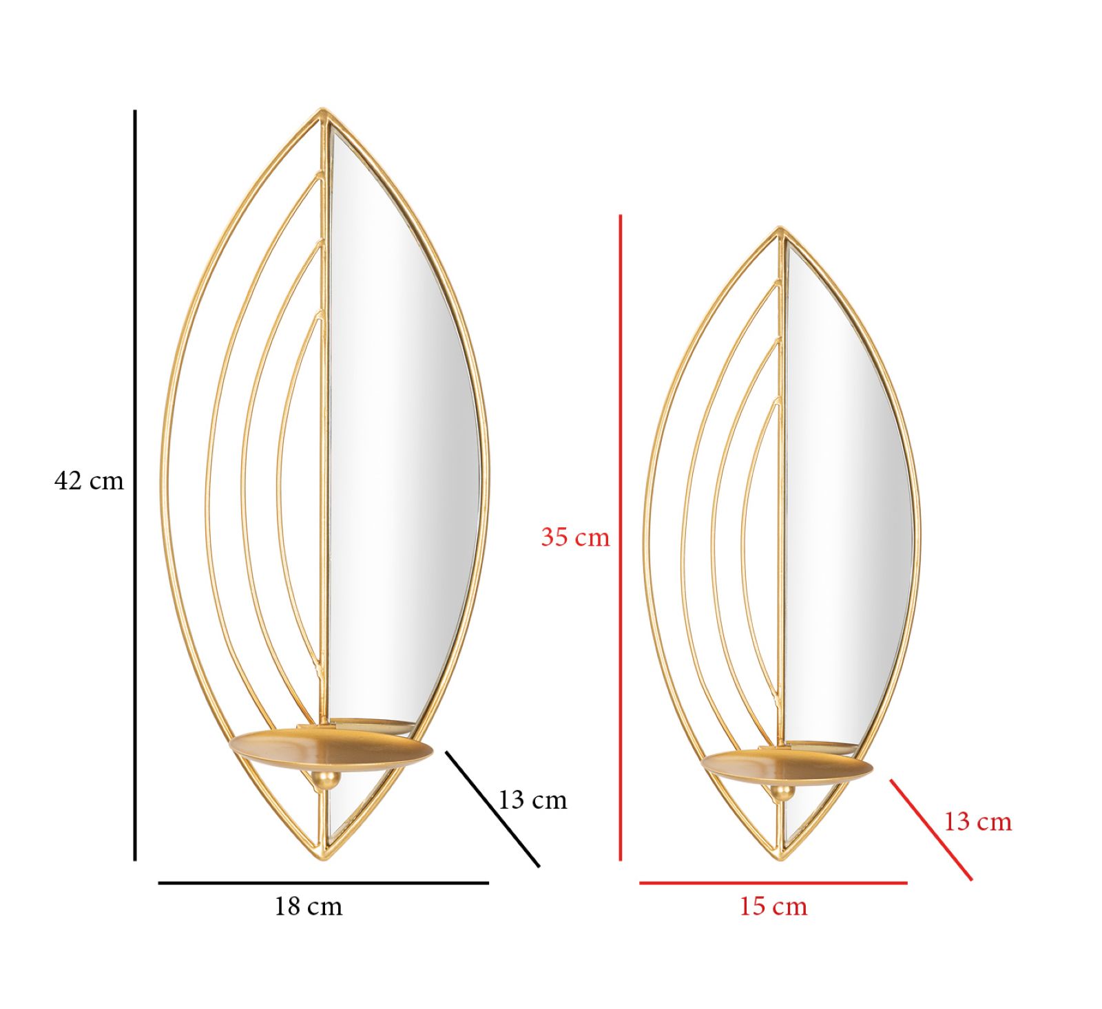 WALL LEAF CANDLE HOLDER SET 2 PCS CM 18X13X41-15X13X35 - slika 6