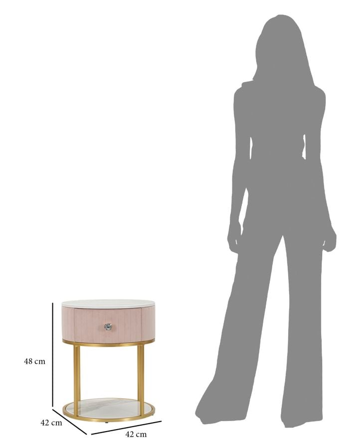 BED SIDE MONTPELLIER PINK CM Ø 42X48 - slika 7