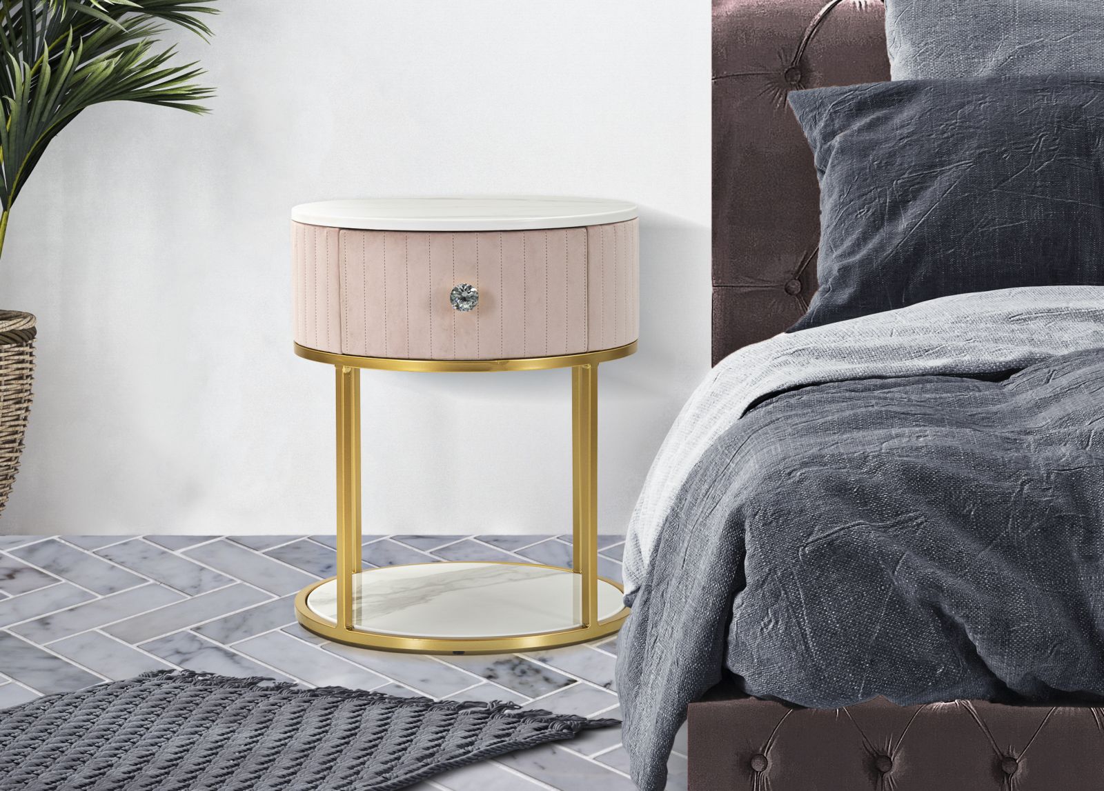 BED SIDE MONTPELLIER PINK CM Ø 42X48 - slika 6