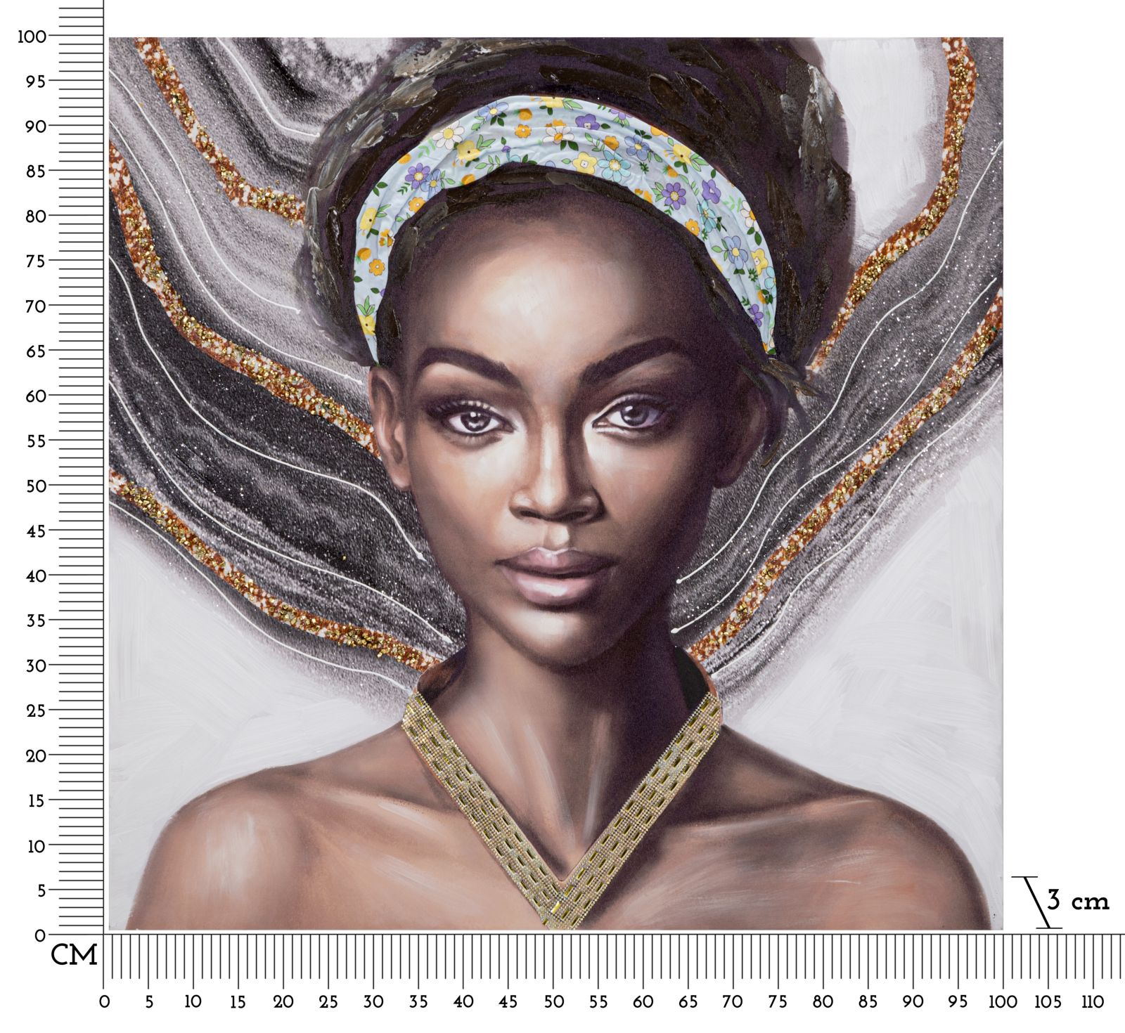 HANDMADE WALL PAINTING NAOMI -A- CM 100X3X100 - slika 7