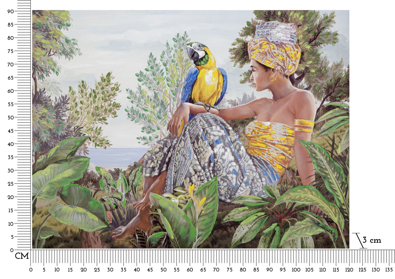HANDMADE WALL PAINTING KENDA ORIZZONTAL CM 120X3X90 - slika 6