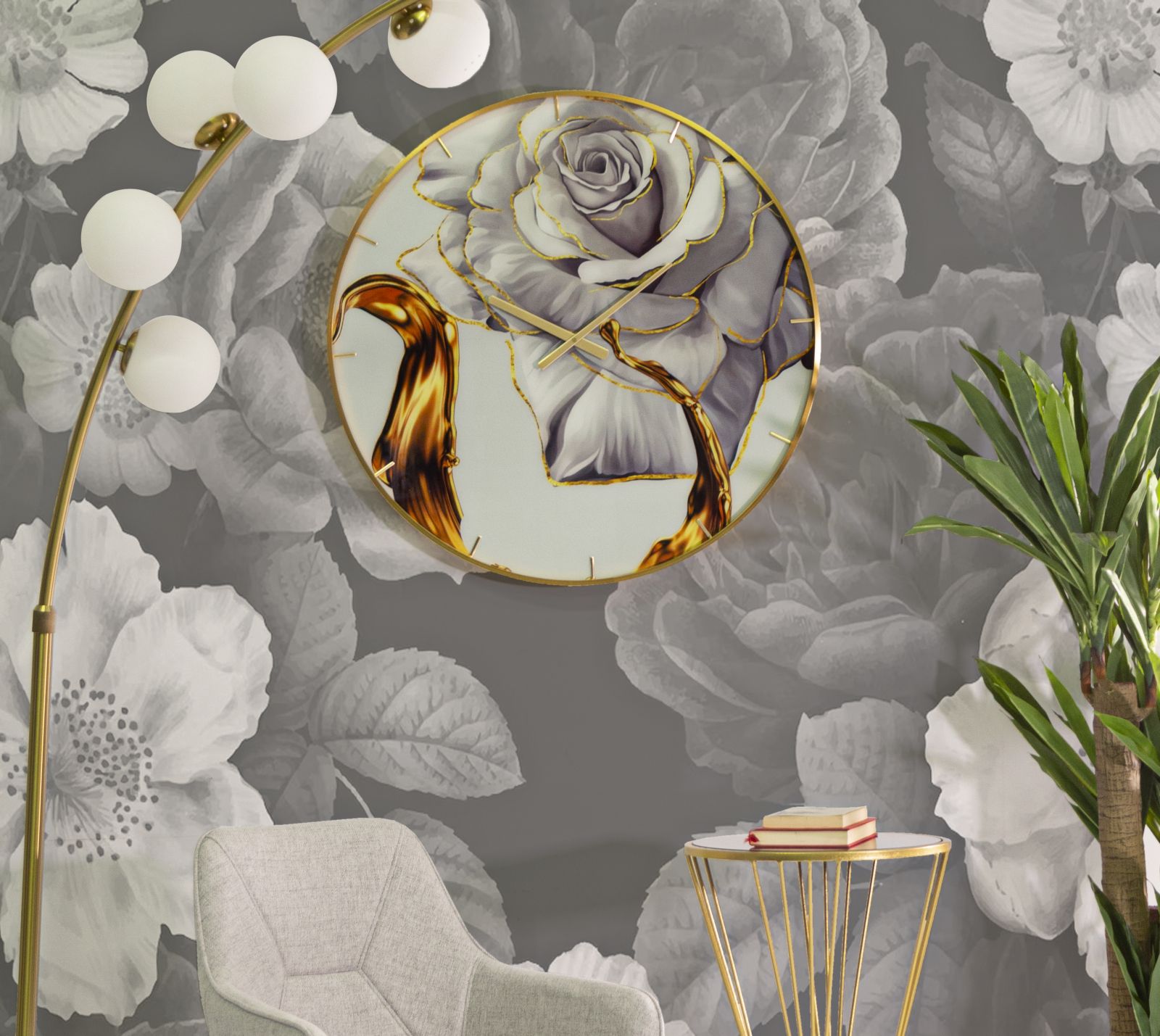 WALL CLOCK GLASS ROSE CM Ø 60X5 - slika 5