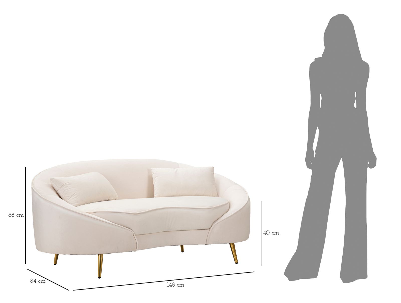 SOFA 2 SEATERS OSLO WITH CUSHIONS CREAM CM 148X84X68 - slika 10