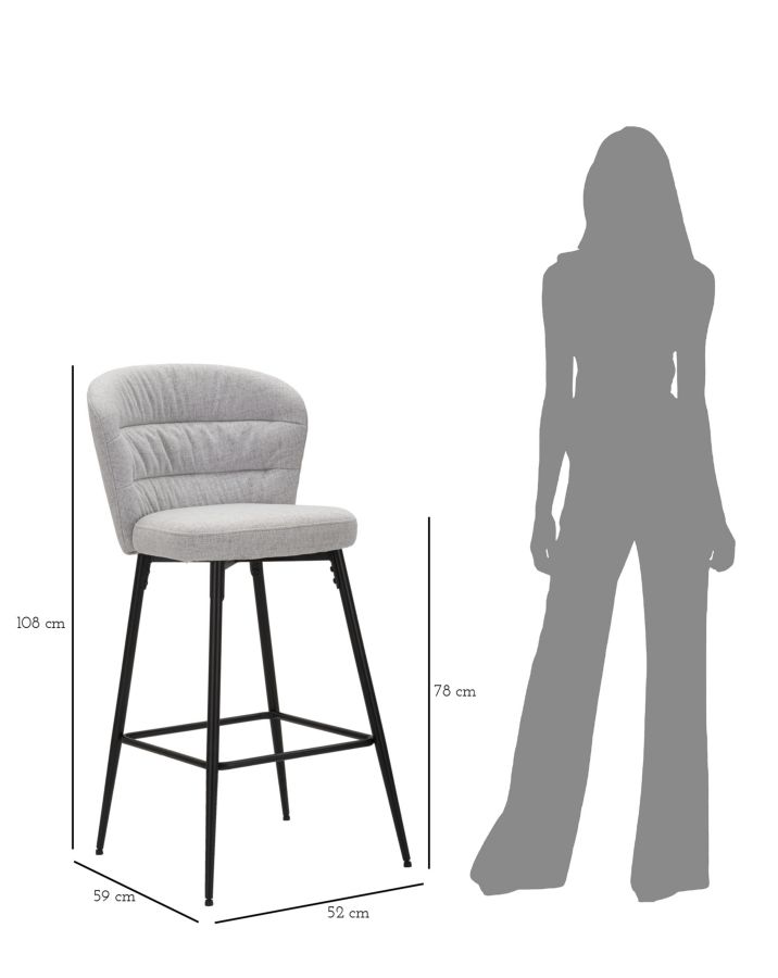 BAR STOOL LOSANNA GREY SET 2 PZ CM 52X59X108 - slika 10