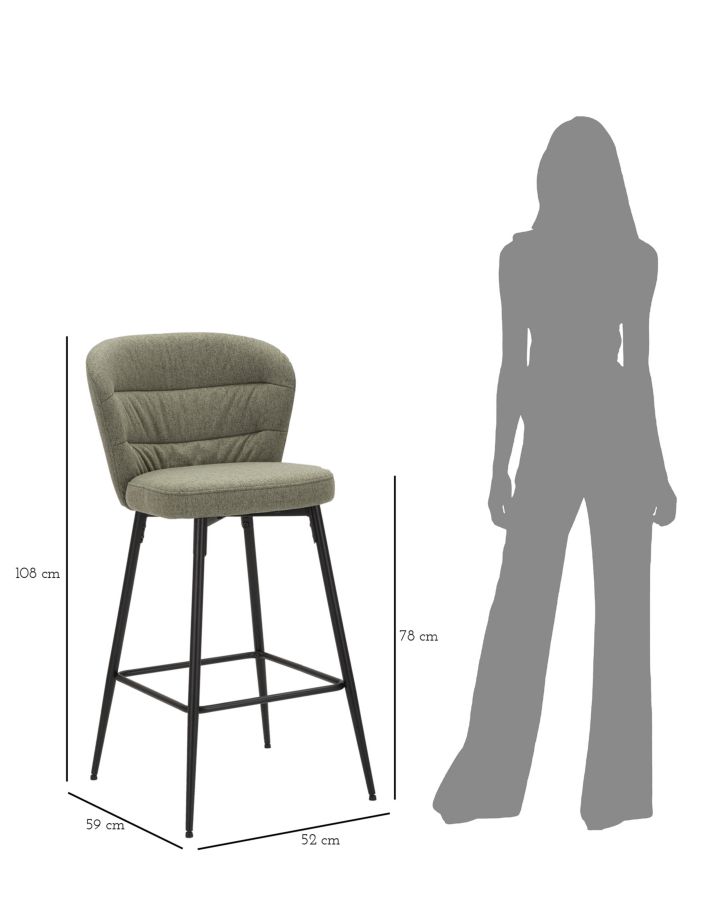 BAR STOOL LOSANNA GREEN SET 2 PZ CM 52X59X108 - slika 10