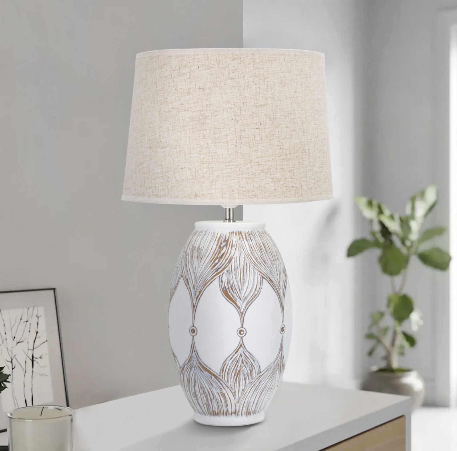 TABLE LAMP POLYRESIN OVAL ATENE CM Ø 38X67 - slika 5