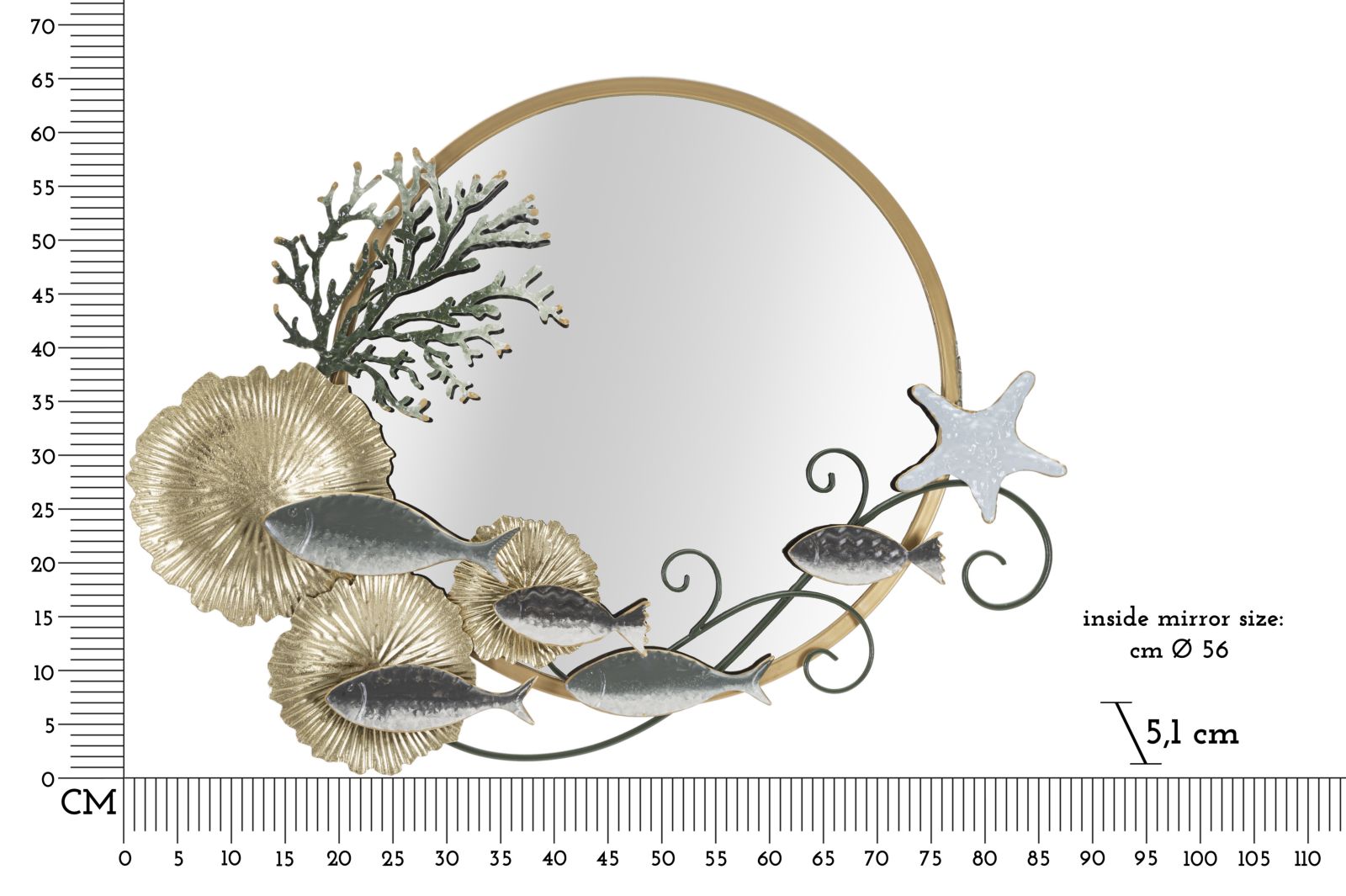 WALL MIRROR FISH CM 88,9X7,6X65,4 - slika 6