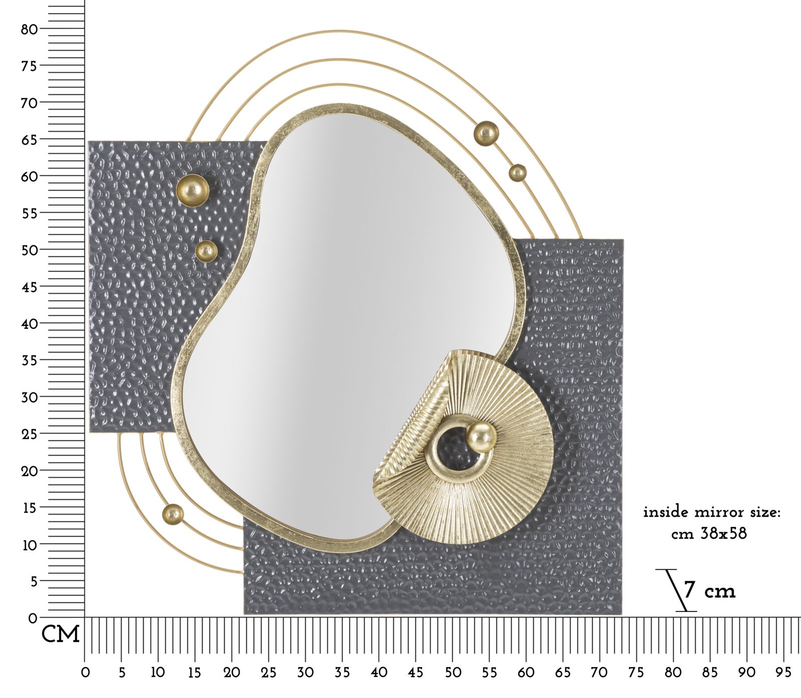 WALL MIRROR ART CM 80X7X72,4 - slika 6