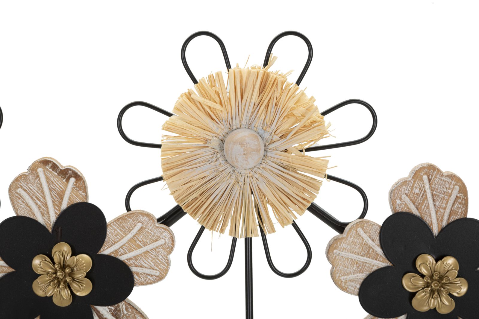 WALL HANGER IRON,WOOD AND RAFFIA CM 61X5,5X30,5 - slika 2
