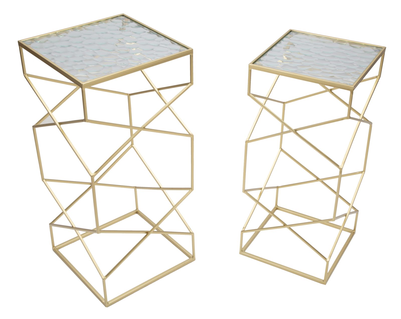 TABLE GLASSY SET 2 PCS CM 31,5X31,5X68-28X28X64 - slika 2