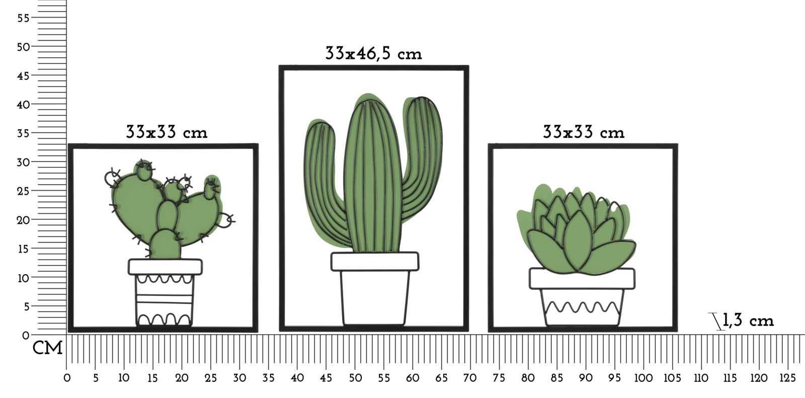 WALL PANEL CACTUS SET 3 PCS 33X1,3X46,5-33X1,3X33 - slika 6