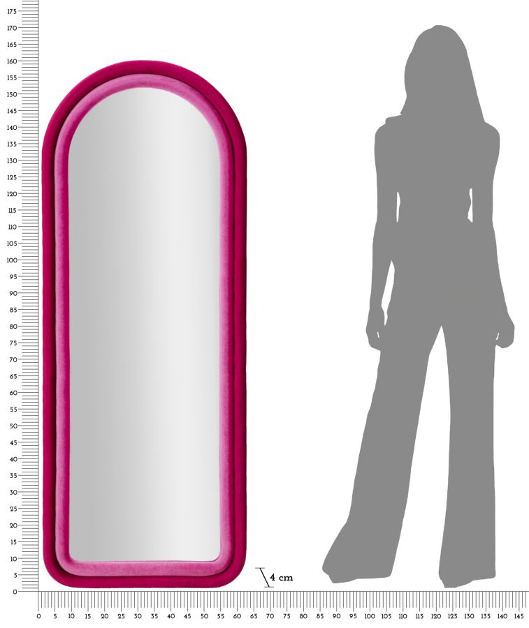 WALL MIRRORO CLOE FUXIA VELVET CM 60X4X160 - slika 6
