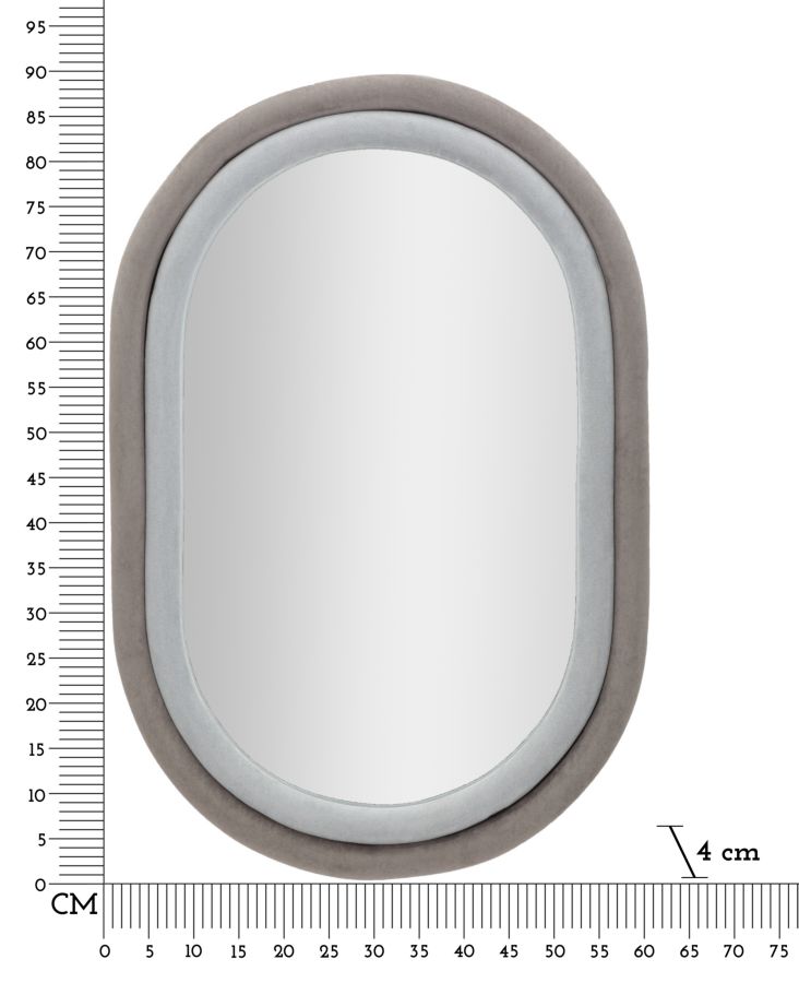 WALL MIRROR ANTONY GREY VELVET CM 60X4X90 - slika 6