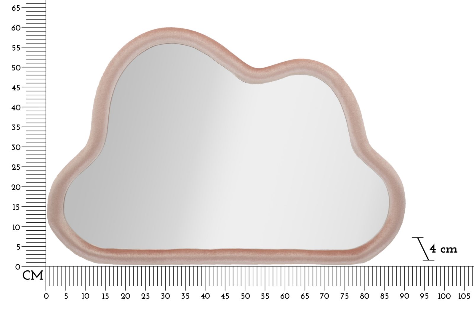 WALL MIRROR CLOUD PINK VELVET CM 90X4X60 - slika 6