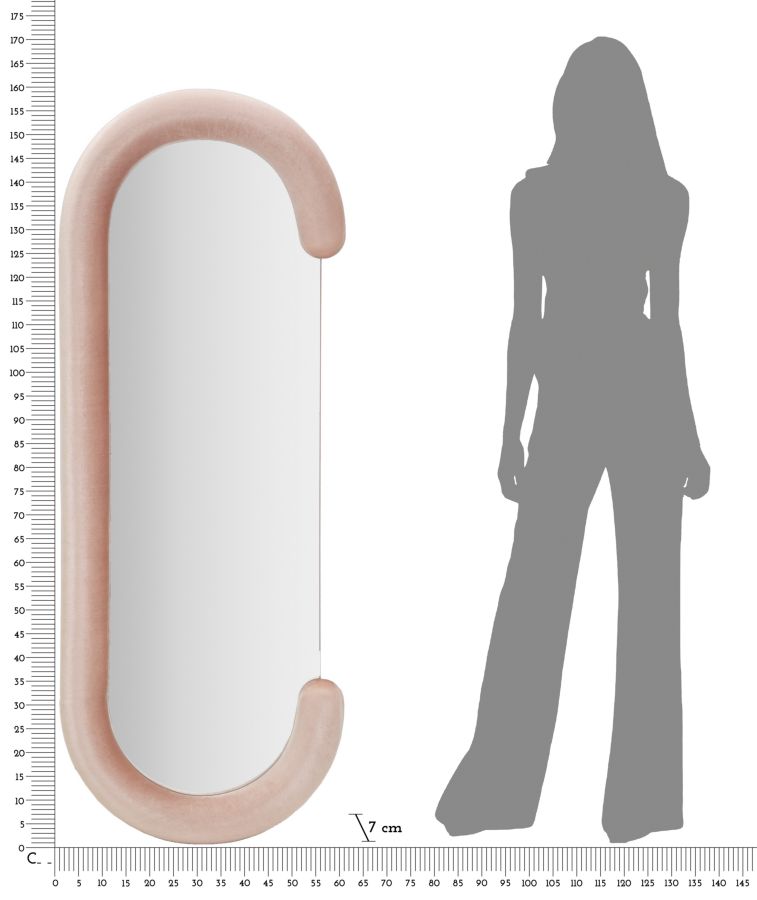 WALL MIRROR CHANTAL PINK VELVET CM 60X7X160 - slika 6