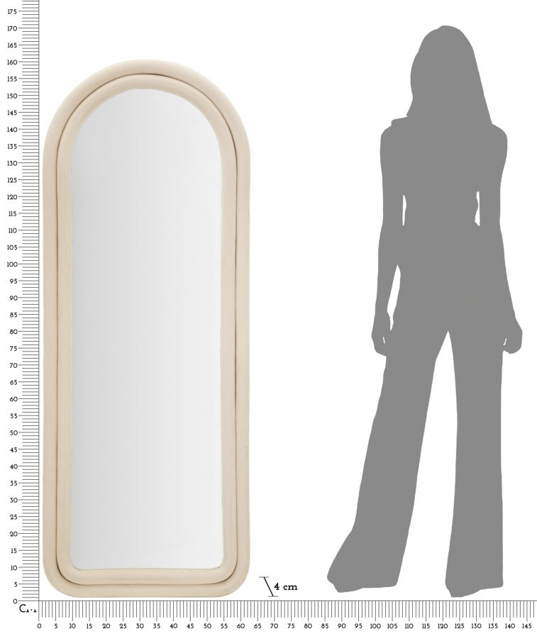WALL MIRROR CLOE CREAM VELVET CM 60X4X160 - slika 6