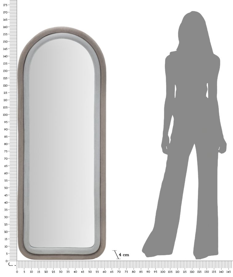 WALL MIRROR CLOE GREY VELVET CM 60X4X160 - slika 6