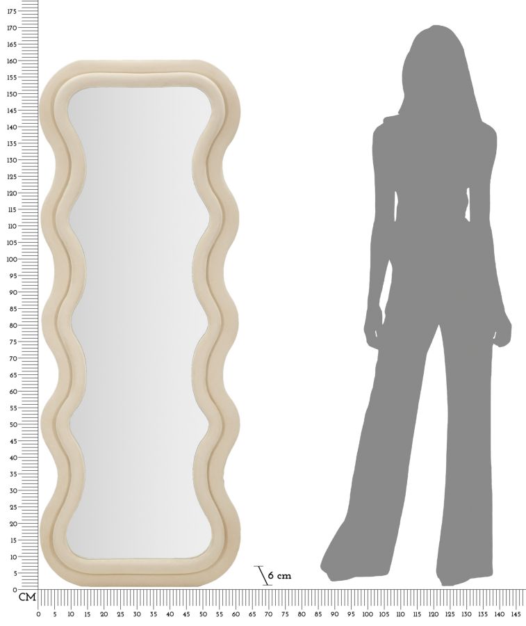WALL MIRROR EMILY CREAM VELVET CM 60X6X160 - slika 6