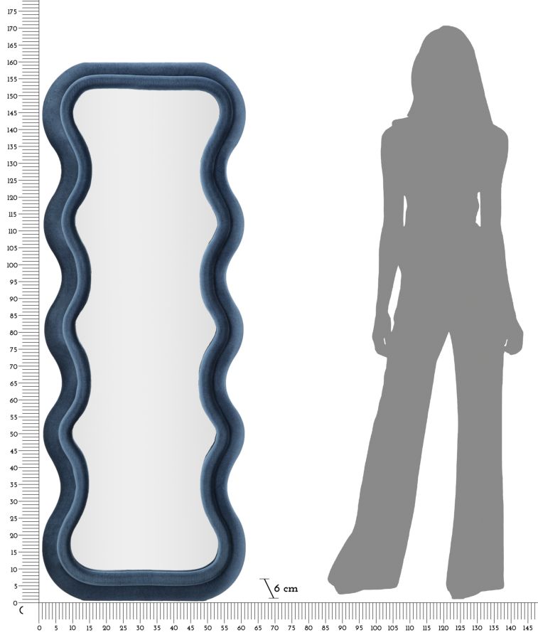 WALL MIRROR EMILY BLUE VELVET CM 60X6X160 - slika 6