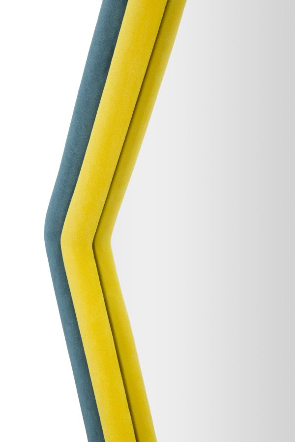WALL MIRROR TONY BLUE/YELLOW VELVET CM 75X4X80 - slika 3
