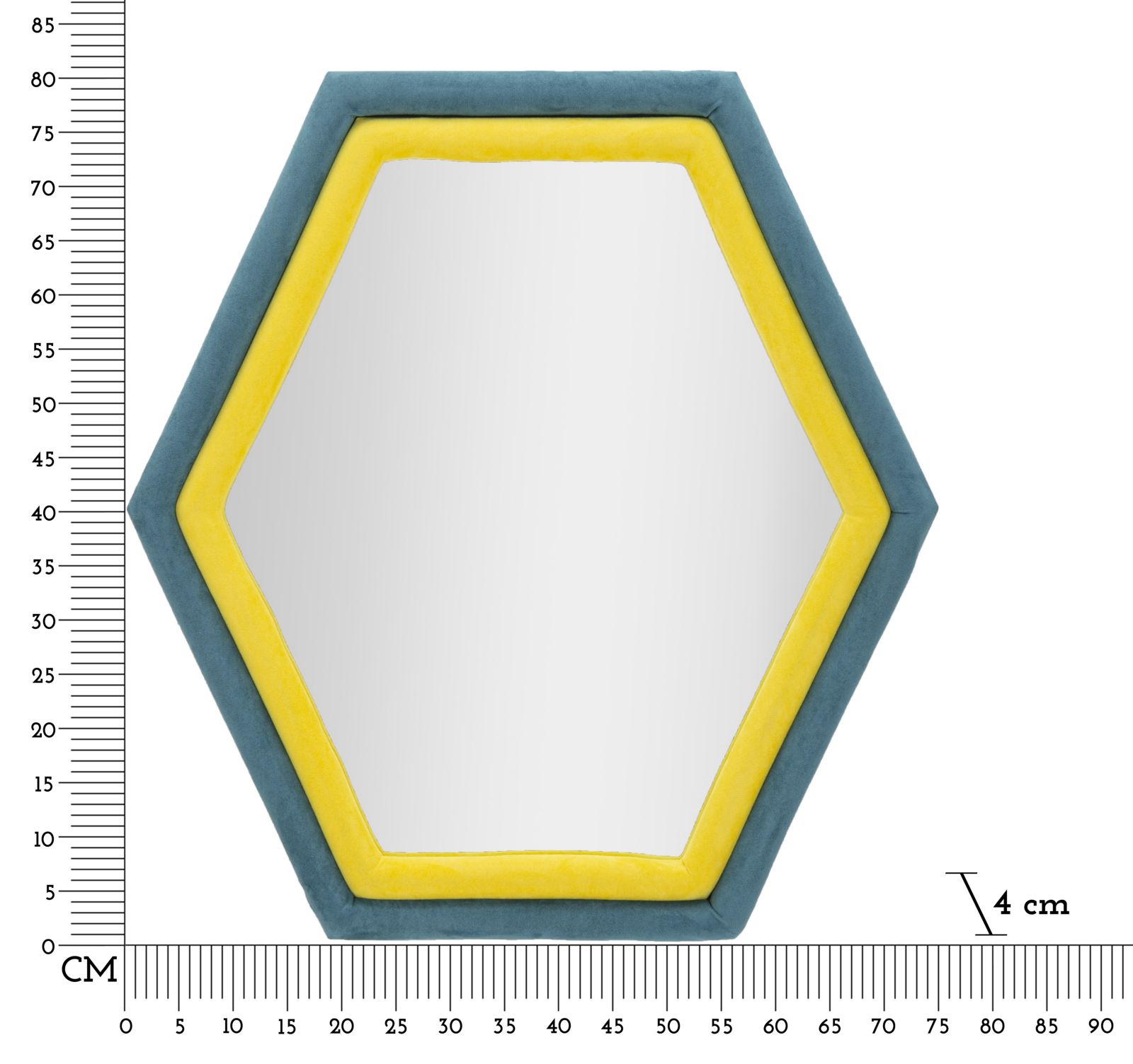 WALL MIRROR TONY BLUE/YELLOW VELVET CM 75X4X80 - slika 6