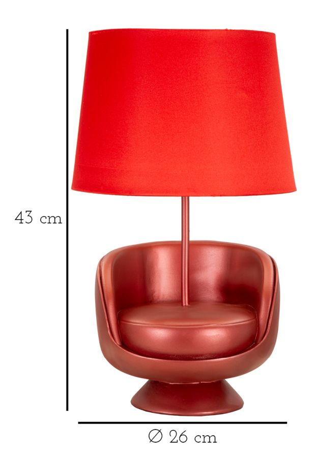TABLE LAMP MIDCENTURY RED CM Ø 26X43 - slika 6