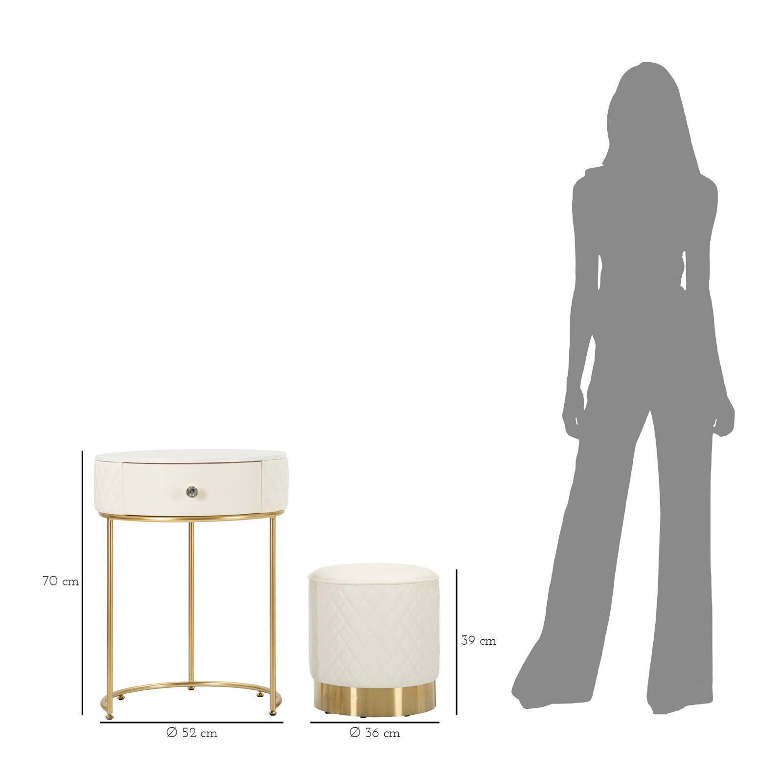TALL BEDSIDE WITH STOOL SHARON CM Ø 52X70 - Ø 36X39 - slika 10