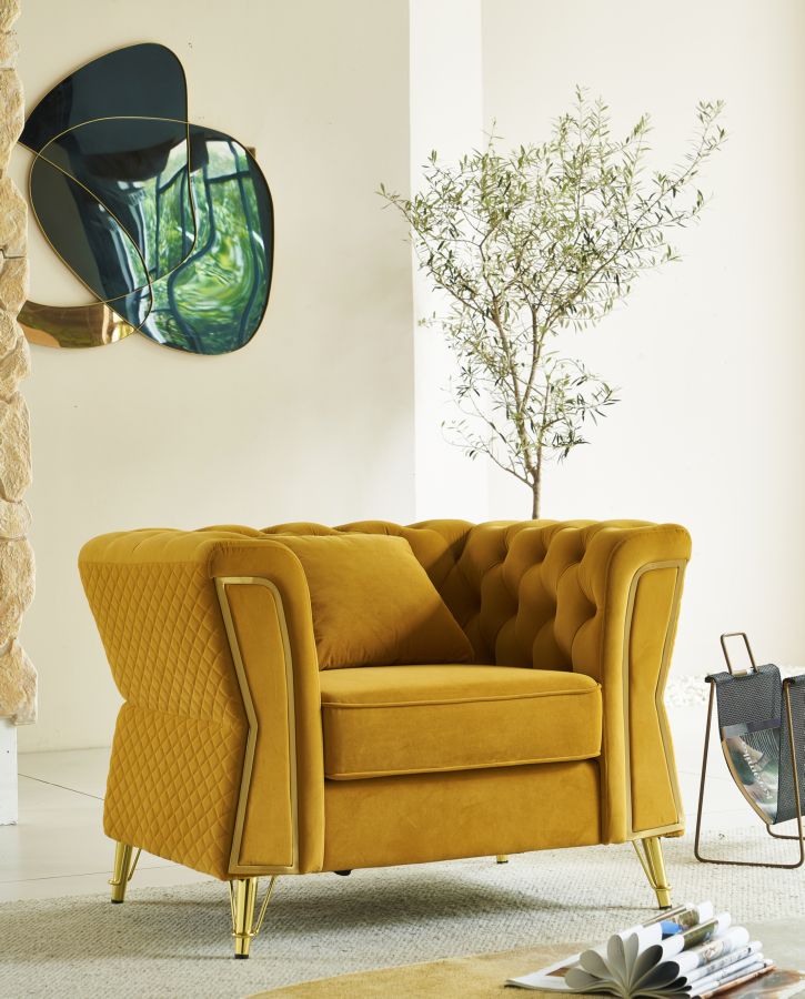 ARMCHAIR EMY MUSTARD WITH CUSHION CM 104X83X76 - slika 12