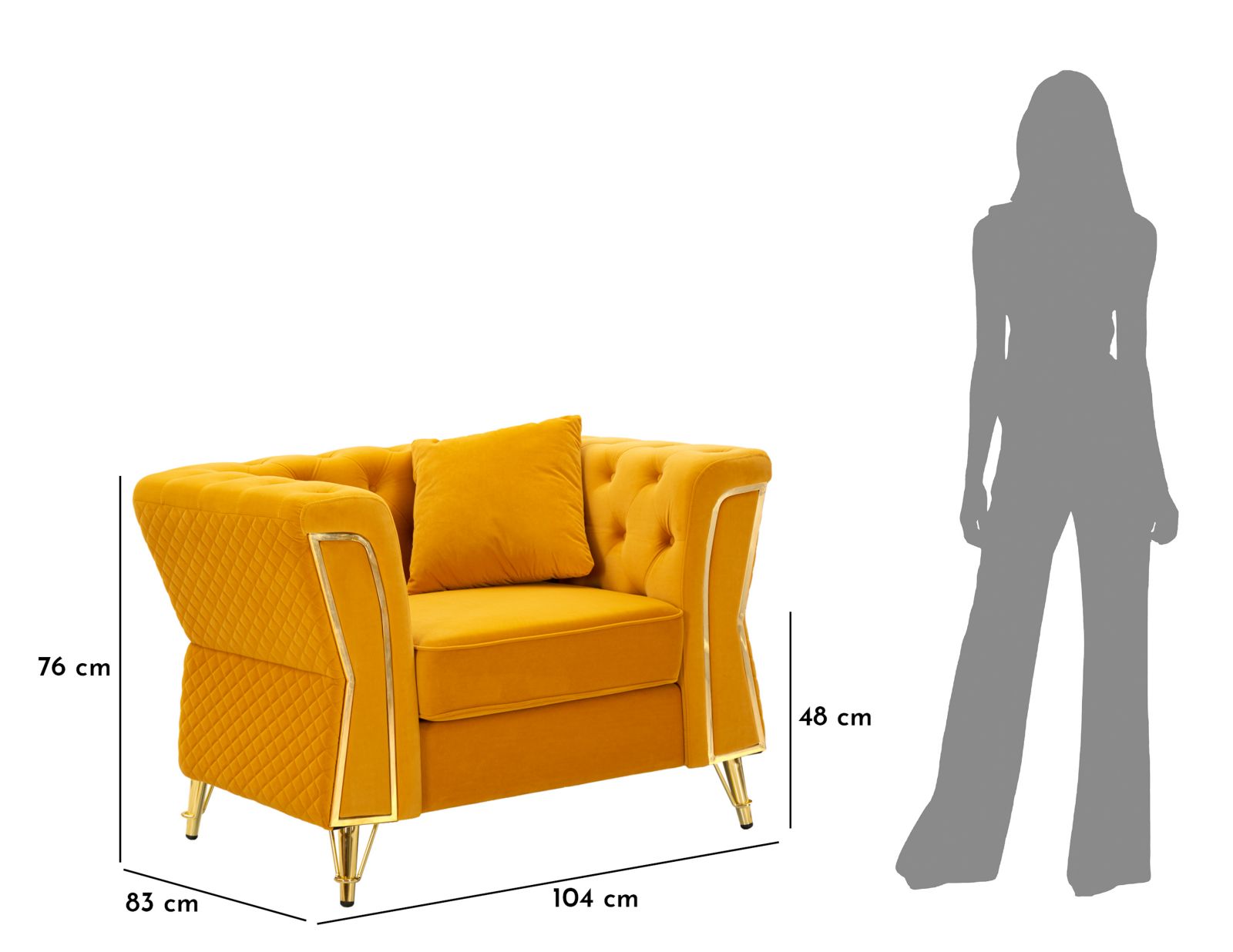 ARMCHAIR EMY MUSTARD WITH CUSHION CM 104X83X76 - slika 13