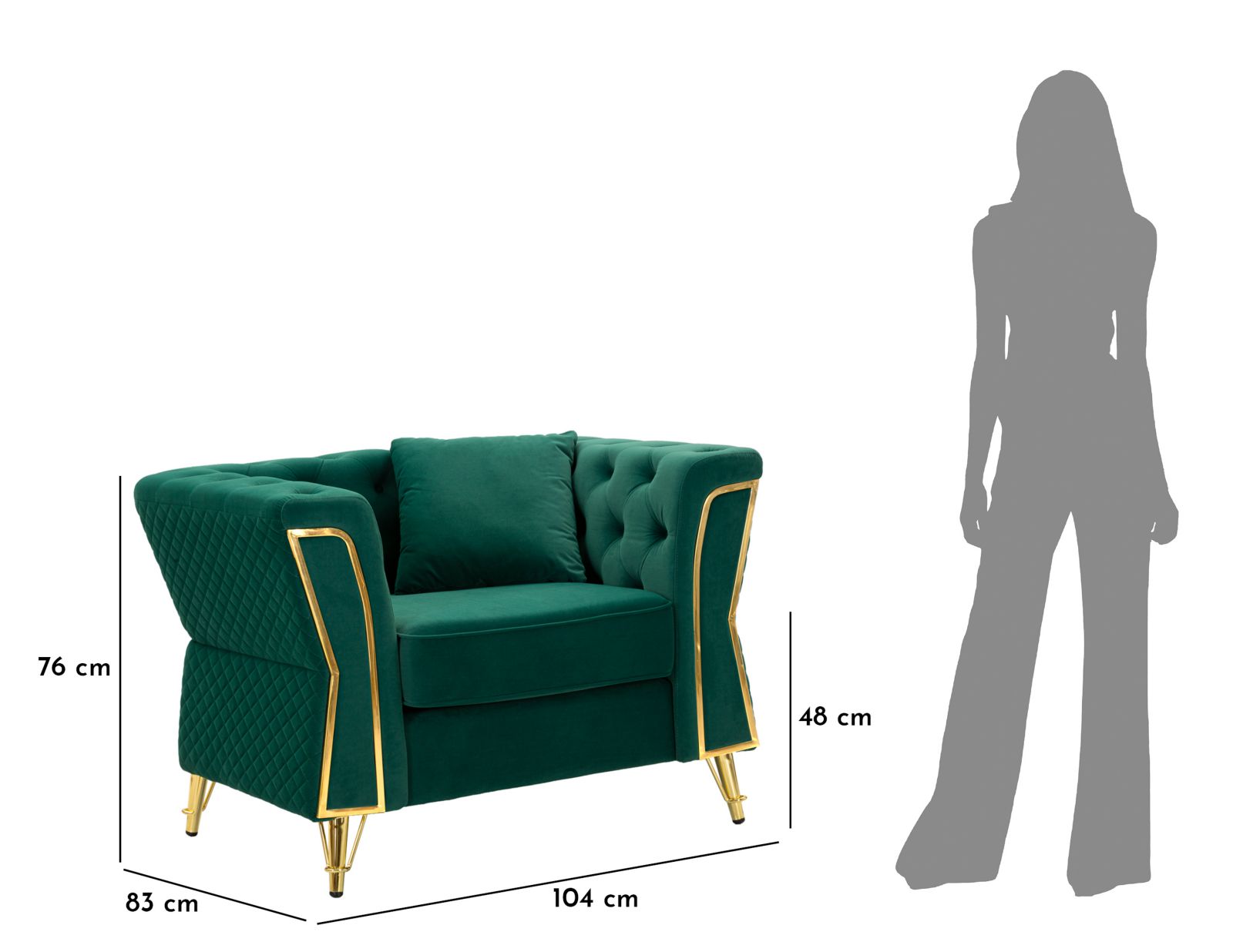 ARMCHAIR EMY GREEN WITH CUSHION CM 104X83X76 - slika 13