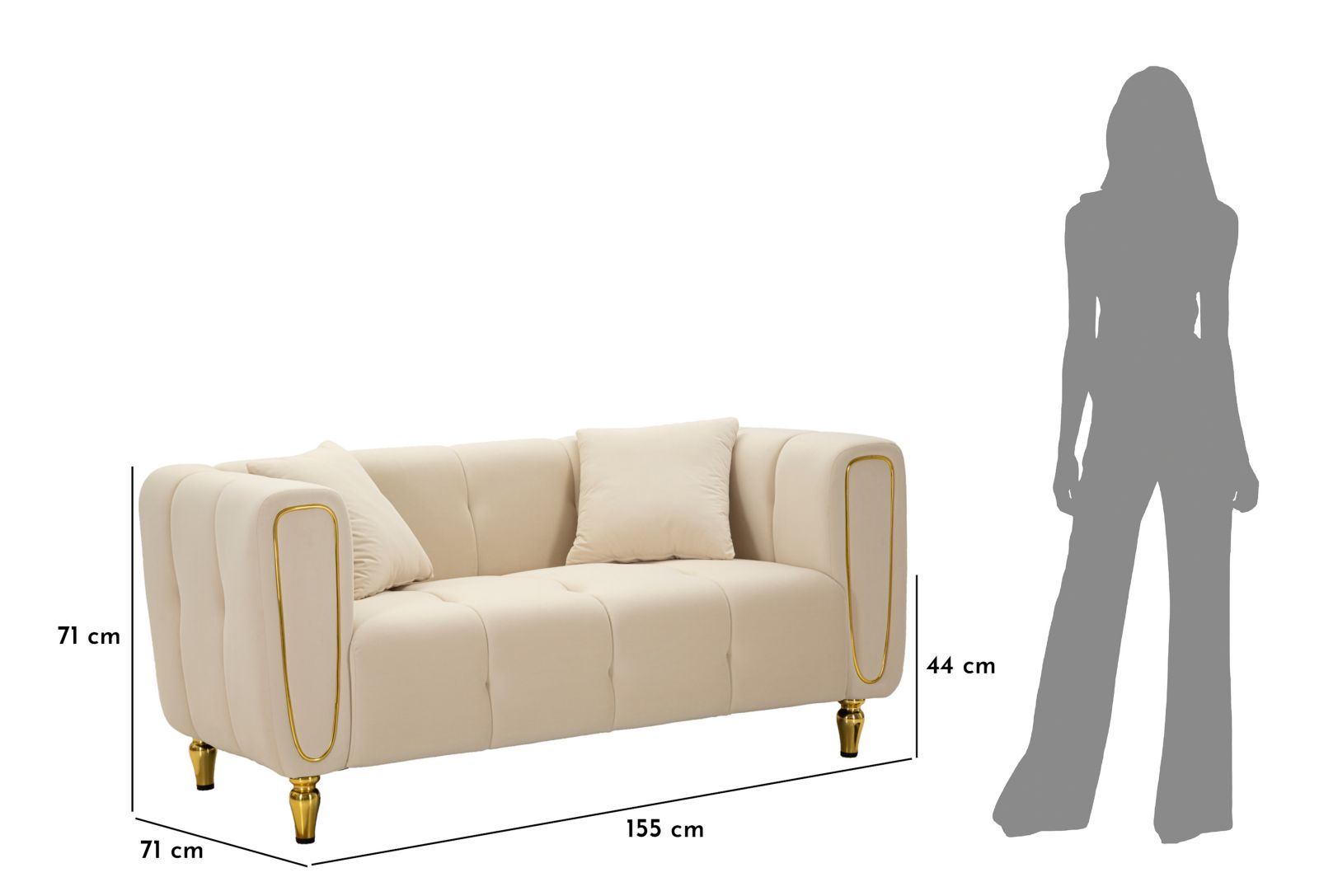 SOFA ALMA CREAM WITH CUSHIONS CM 155X81X71 - slika 12