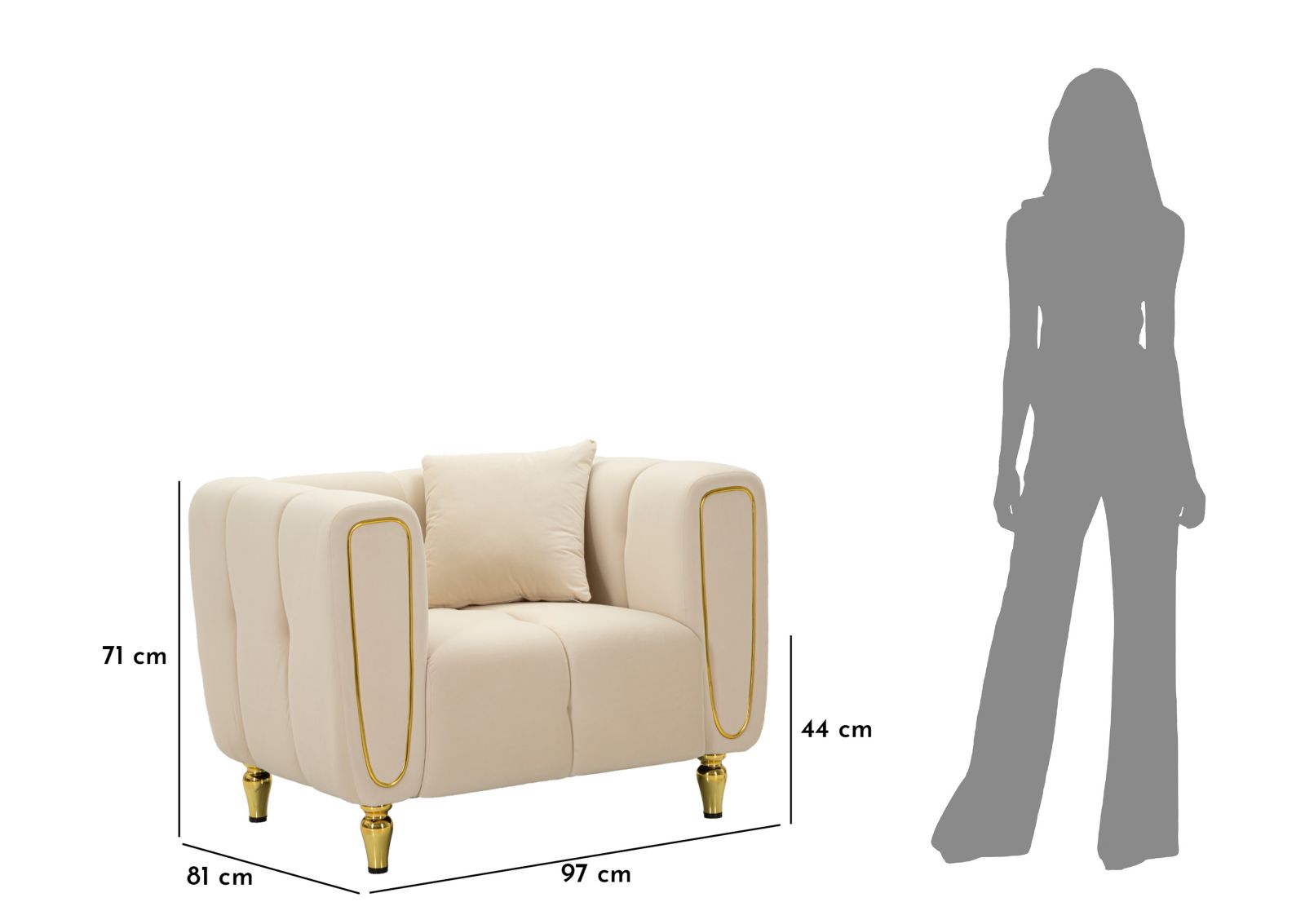 ARMCHAIR ALMA CREAM WITH CUSHION CM 97X81X71 - slika 11