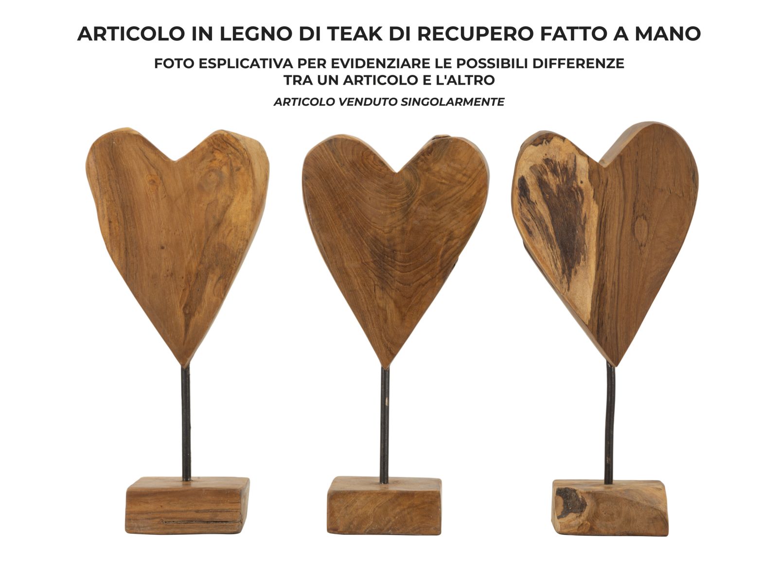 HEART SCULPTURE TEAK CM 15X10X35 - slika 7