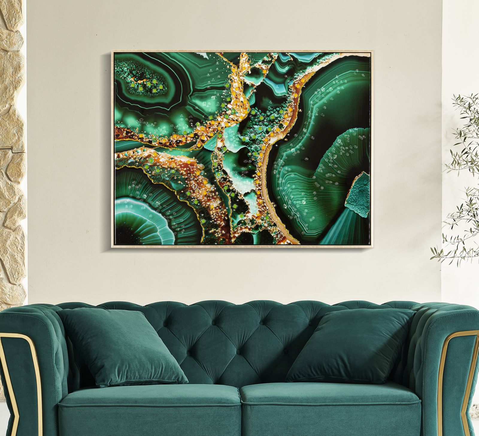 LAQUARED WALL PANTING WITH FRAME SMERALDY -B- CM 82X4X62 - slika 6