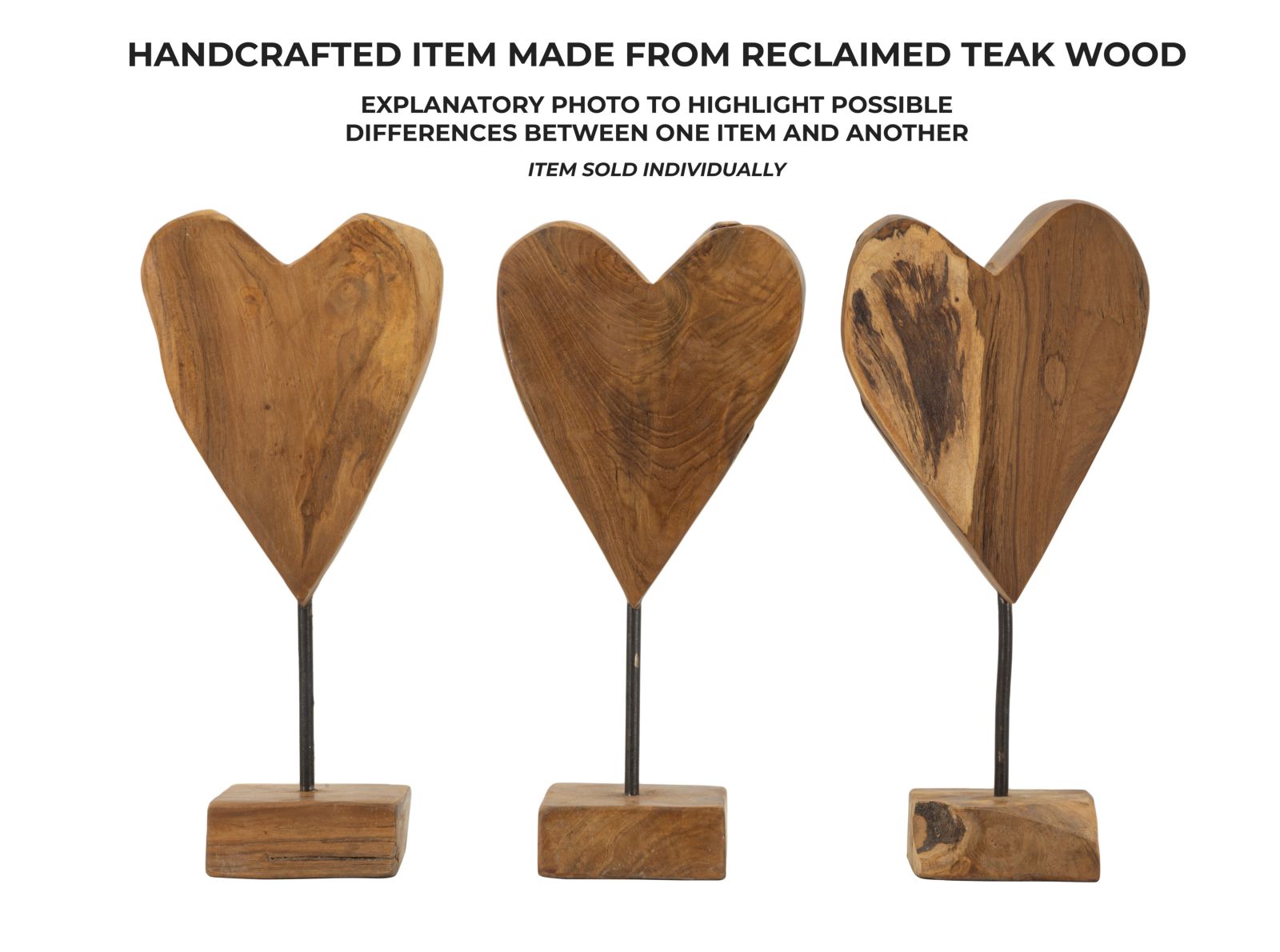 HEART SCULPTURE TEAK CM 15X10X35 - slika 8