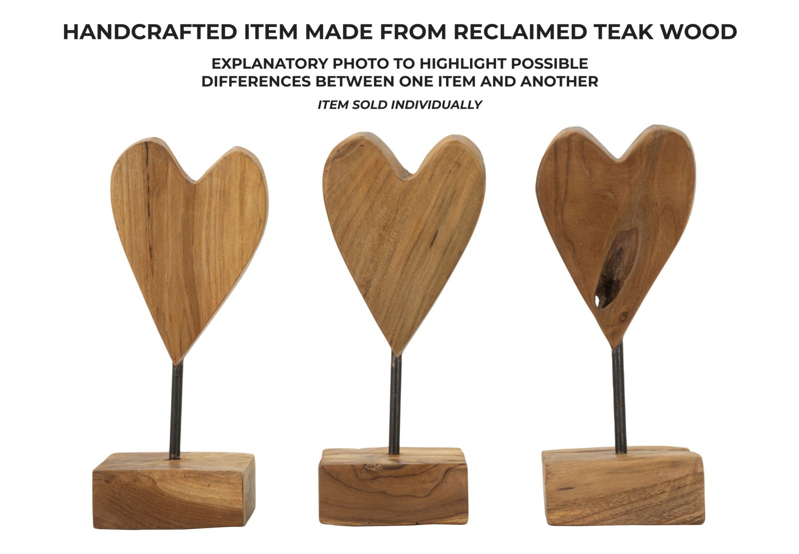 HEART SCULPTURE TEAK CM 10X10X25 - slika 8