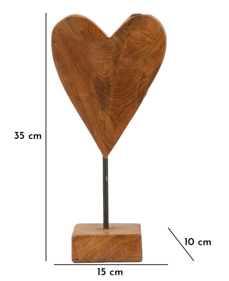 HEART SCULPTURE TEAK CM 15X10X35 - slika 10