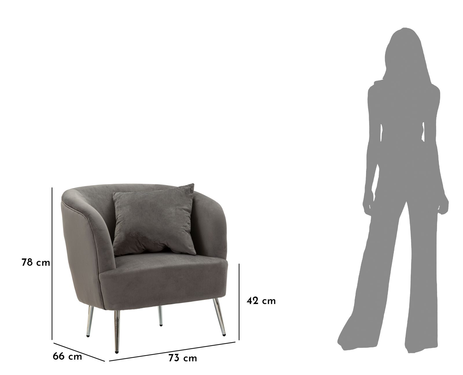 ARMCHAIR SILVERY WITH CUSHION CM 73X66X78 - slika 10