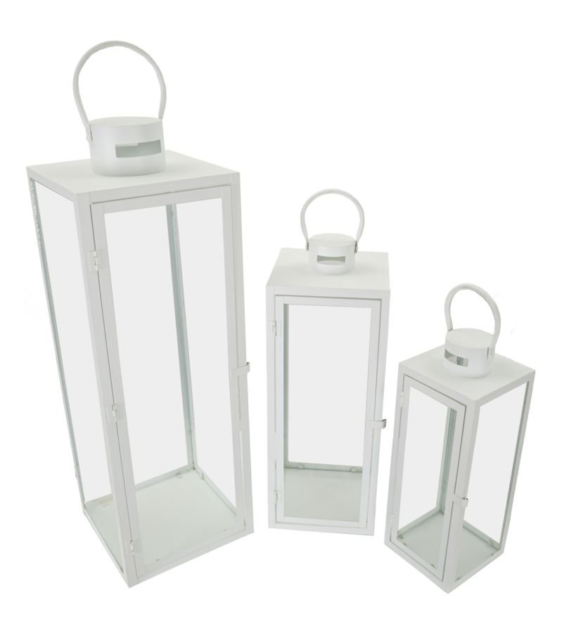 LANTERN WHITE SET 3 PCS CM 22X22X66-18X18X49,5-14X14X39 - slika 2