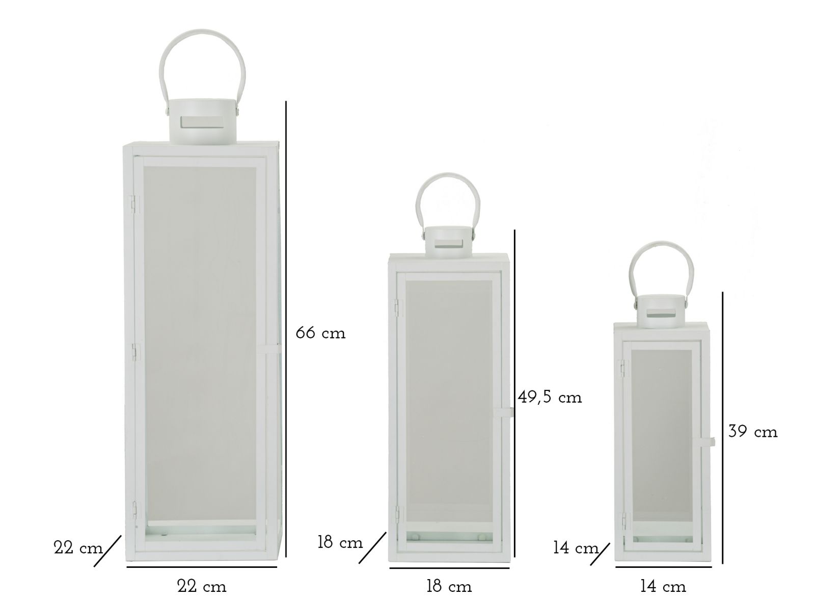 LANTERN WHITE SET 3 PCS CM 22X22X66-18X18X49,5-14X14X39 - slika 7