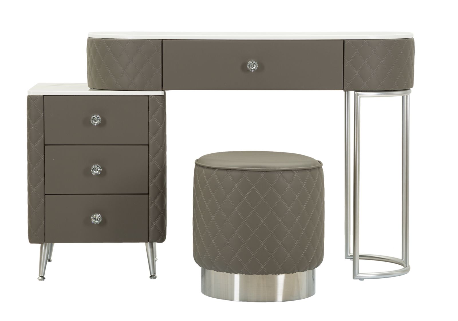 BED DESK SHARON GREY WITH STOOL SILVER LEGS CM 120X40X75 (STOOL SIZE Ø36X39) - slika 2