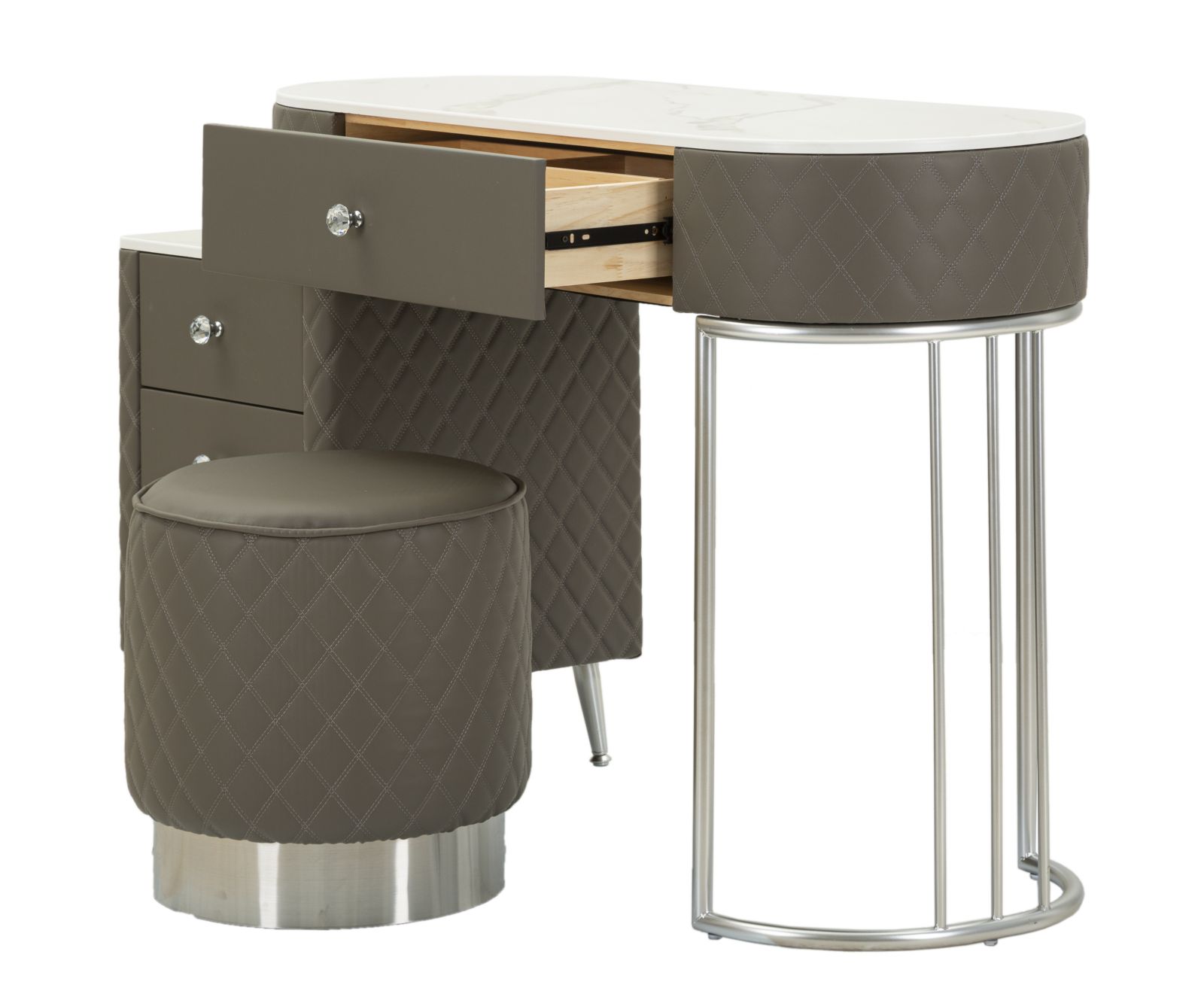 BED DESK SHARON GREY WITH STOOL SILVER LEGS CM 120X40X75 (STOOL SIZE Ø36X39) - slika 3