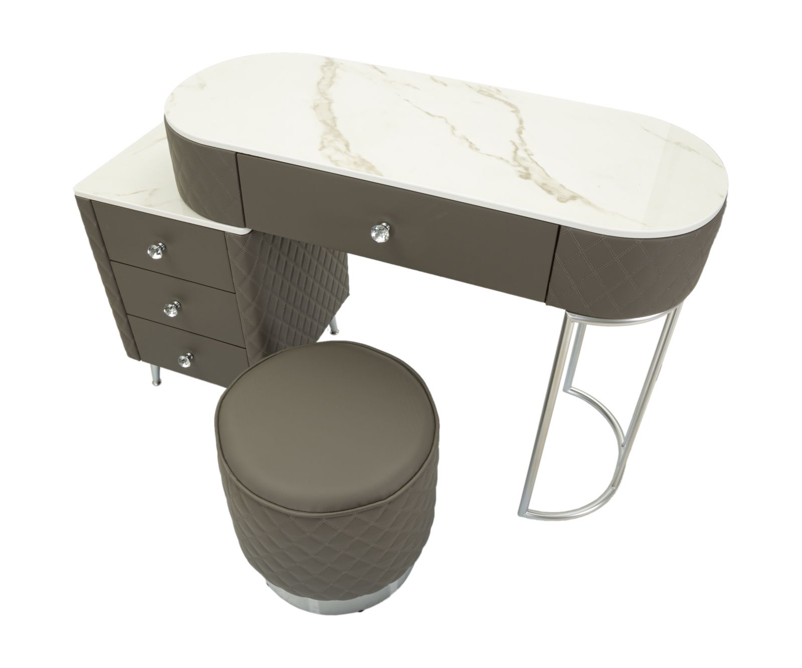 BED DESK SHARON GREY WITH STOOL SILVER LEGS CM 120X40X75 (STOOL SIZE Ø36X39) - slika 4