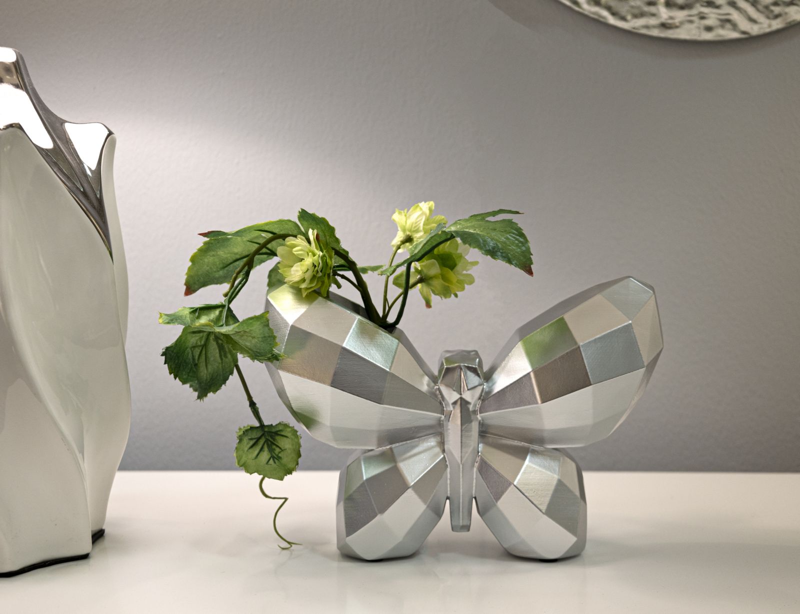 BUTTERFLY VASE SILVER CM 22,5X8X15 - slika 5