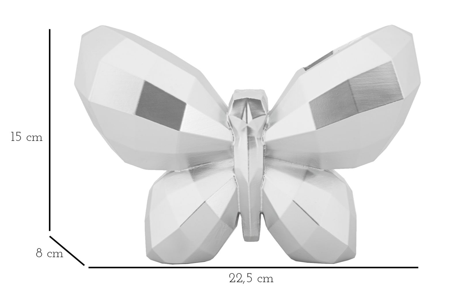 BUTTERFLY VASE SILVER CM 22,5X8X15 - slika 6