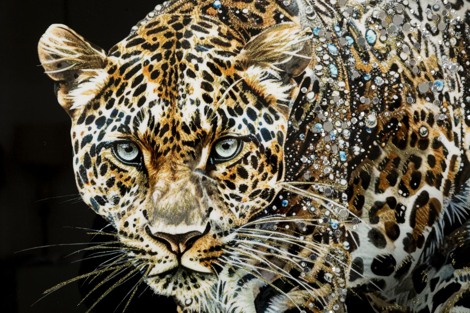 PAINTING ON CANVAS LACQUERED JAGUAR WITH FRAME -B- CM 82X4X82 - slika 2