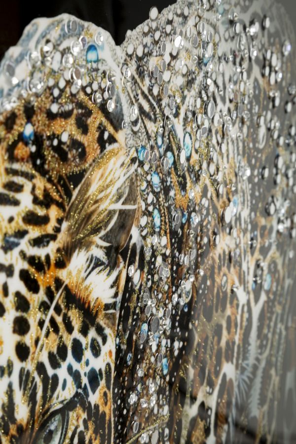 PAINTING ON CANVAS LACQUERED JAGUAR WITH FRAME -B- CM 82X4X82 - slika 3