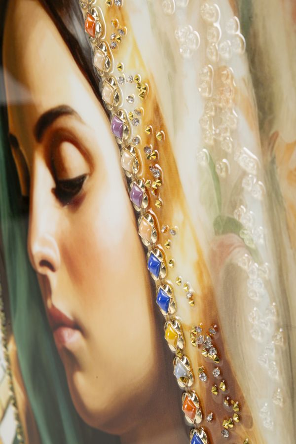 PAINTING ON CANVAS LACQUERED MADONNA -A- WITH FRAME CM 72X4X102 - slika 5