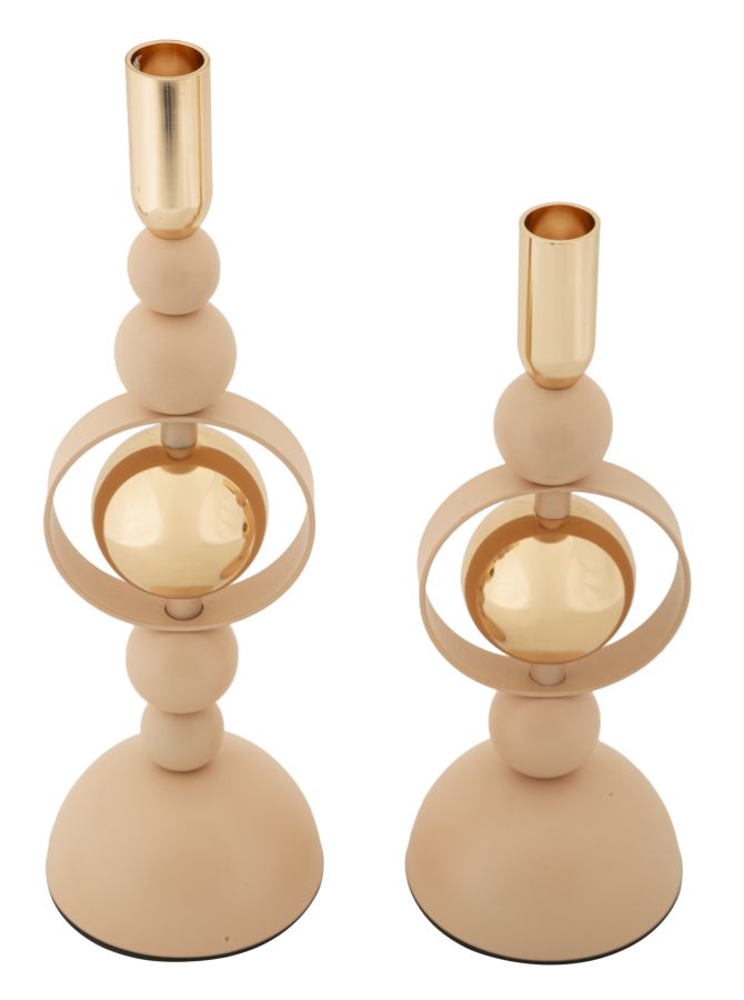 CANDLE HOLDER SATURN PINK SET 2 PCS CM Ø 10 X 27-10 X 33 - slika 2