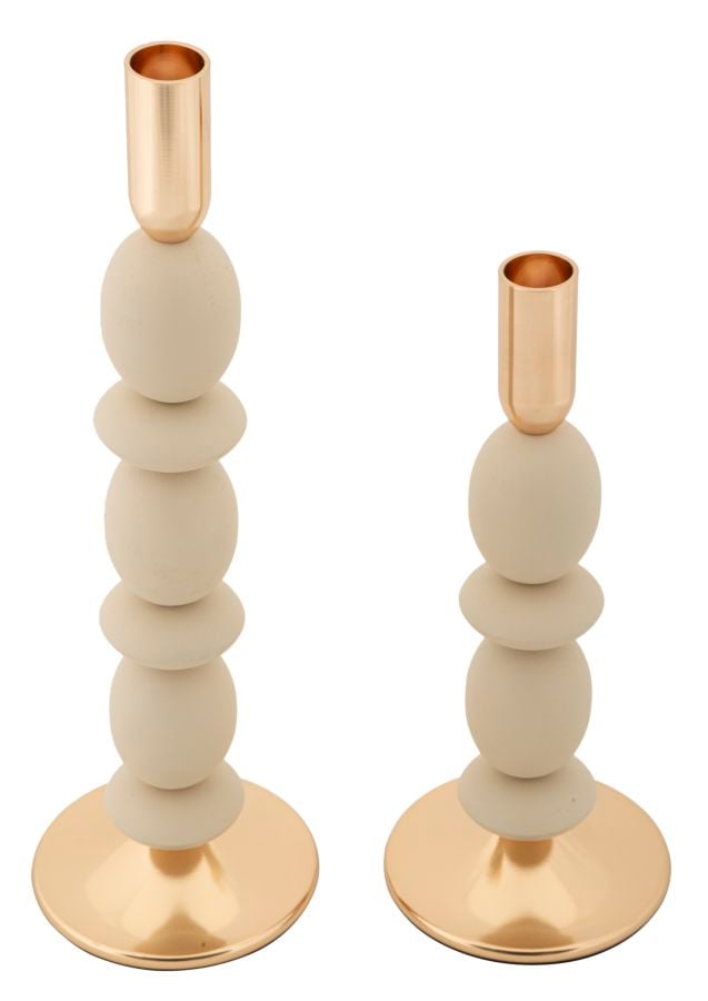 CANDLE HOLDER SHUTTLE CREAM SET 2 PCS CM Ø10X25-10X33,5 - slika 2